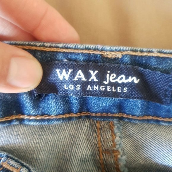 Wax Jeans Size 13 Distressed Skinny Blue Denim Pants Frayed Release hem Womens - Picture 6 of 12